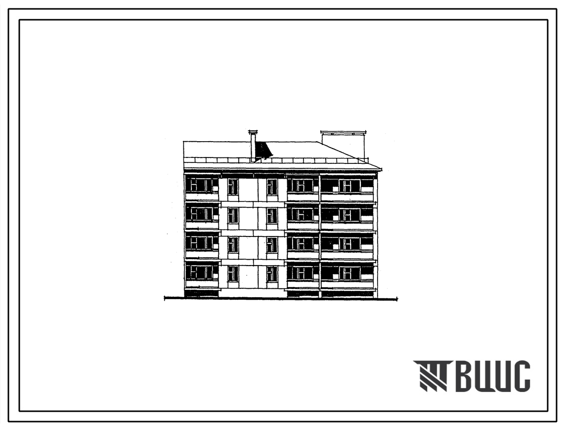 Типовой проект 24-0173.83 4-этажная 16-квартирная угловая правая блок-секция. Для строительства во 2 и 3 климатических районах.