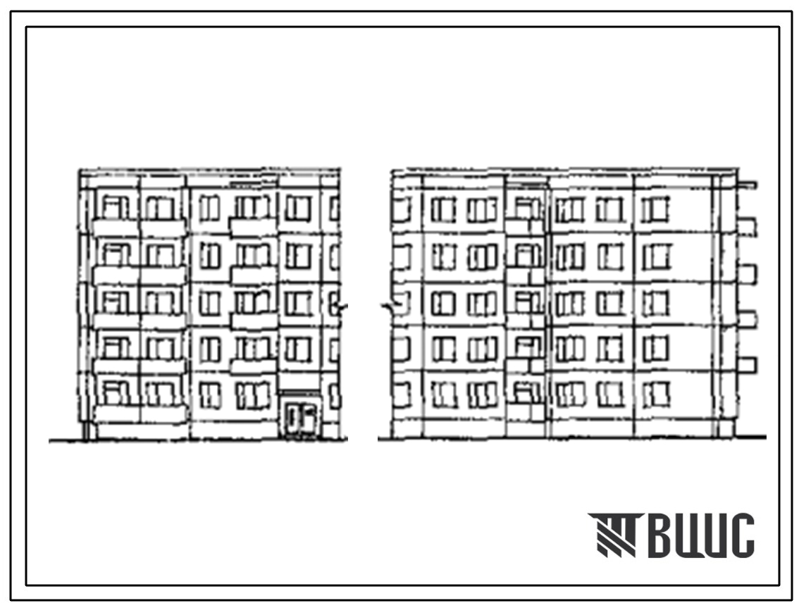 Типовой проект 83-012 5-этажная 20-квартирная блок-секция с торцовым окончанием 1Б.2Б.3Б.4Б (правая) поворотная под углом 90