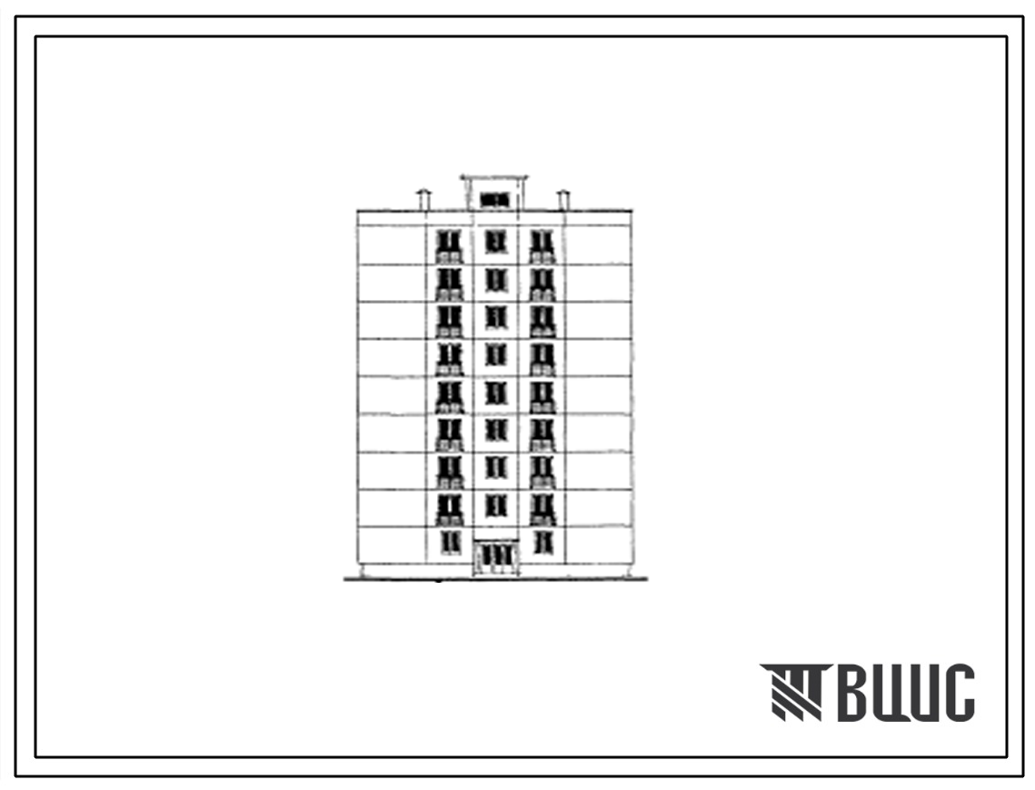 Типовой проект 1-468А-15 Односекционный девятиэтажный крупнопанельный 36-квартирный жилой дом с наружными стенами из ячеистого бетона и керамзитобетона однорядной разрезки (при автоклавах д=3.6).