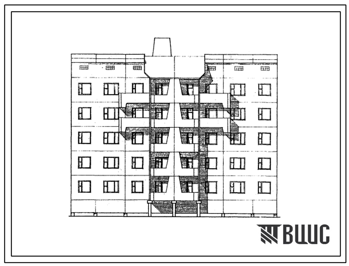Типовой проект 112-029м.13.86 Блок-секция рядовая 5-этажная 19-квартирная 1Б-2Б-3Б-4Б. Для Якутской АССР