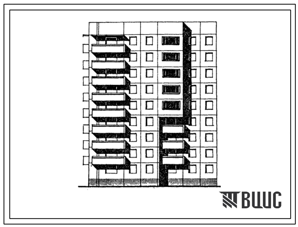 Типовой проект 97-0293.86 9-этажная 36-квартирная блок-секция угловая левая с теплым чердаком и безрулонной кровлей 2Б.2Б.3Б.4Б