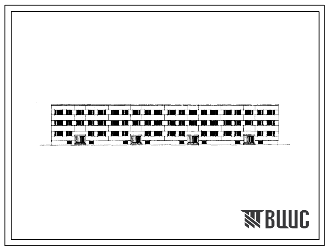 Типовой проект 113-23-66 Трехэтажный четырехсе жилой дом на 36 квартир (одноком 1Б — 6, двухкомнатных 2Б — 24, трехкомнатных 3Б — 6).