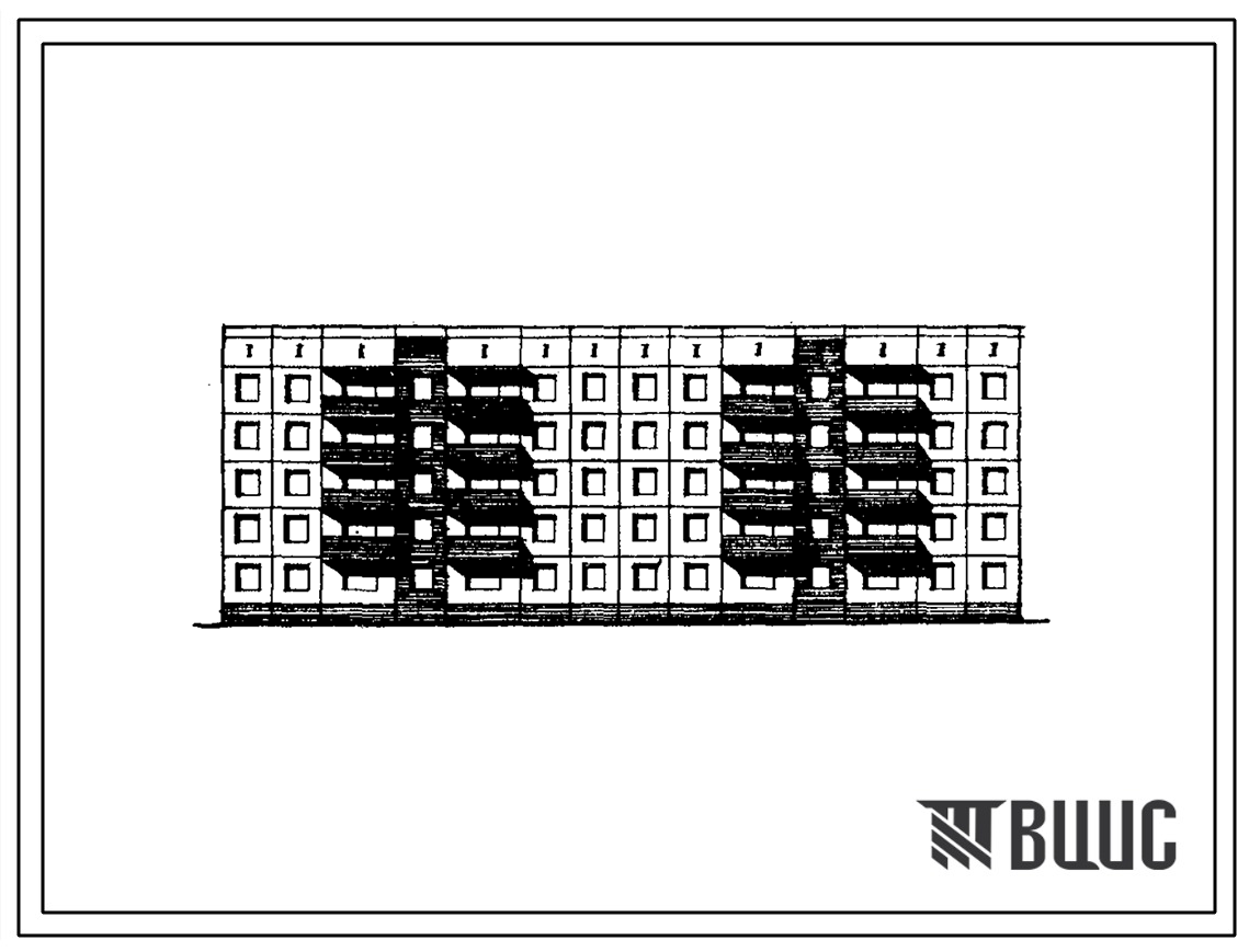 Типовой проект 97-053с/1 Блок-секция пятиэтажная 40-квартирная рядовая сдвоенная (однокомнатных 1Б — 11, двухкомнатных 2Б — 9, трехкомнатных 3Б — 20). Для строительства в IА климатическом подрайоне сейсмичностью 8 баллов.