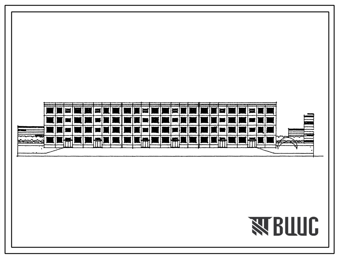 Типовой проект 1Уз-500ТСП-3  Крупнопанельный четырехэтажный шестисекционный дом на 48 квартир.