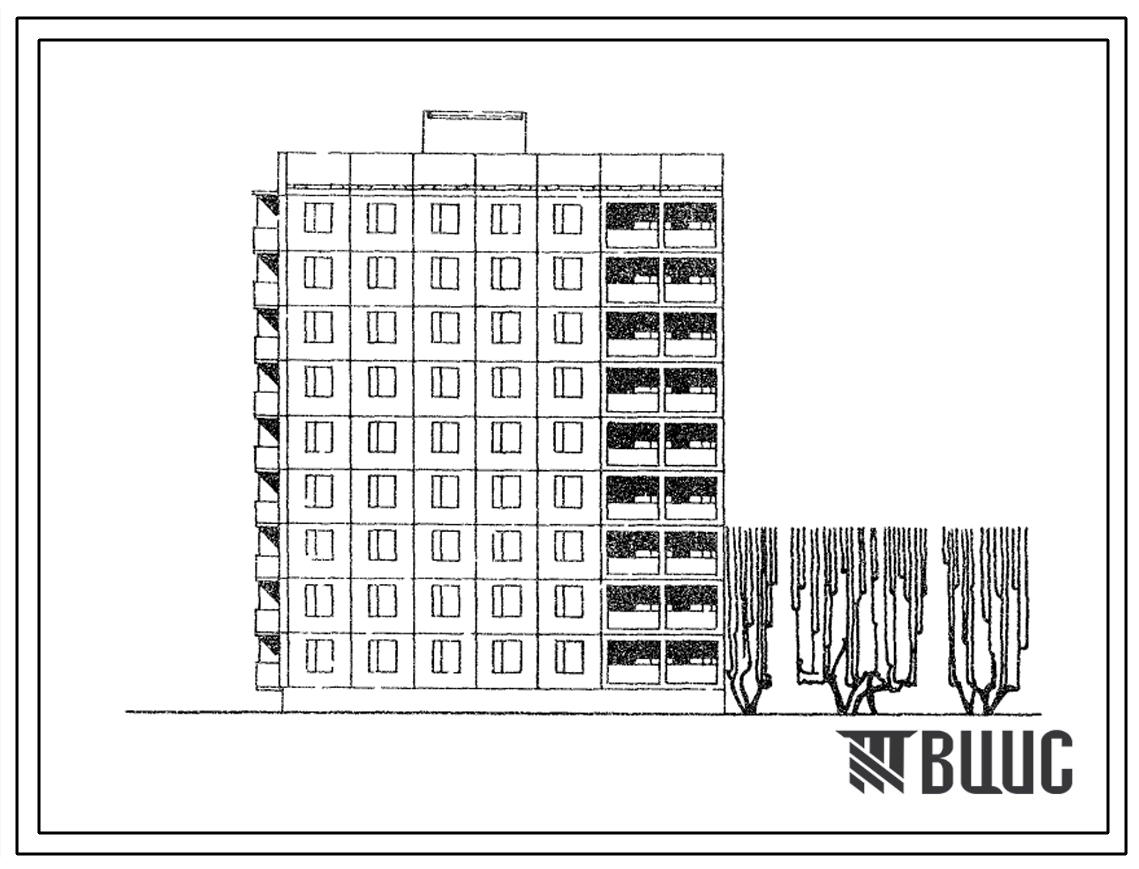 Типовой проект 480А-066 9-этажная блок-секция левая на 36 квартир (однокомнатных 1Б-9, двухкомнатных 2Б-18, трехкомнатных 3Б-9) унифицированная для трех инженерно-геологических условий строительства. . Для строительства во 2В, 3Б, 3В климатических подрайо