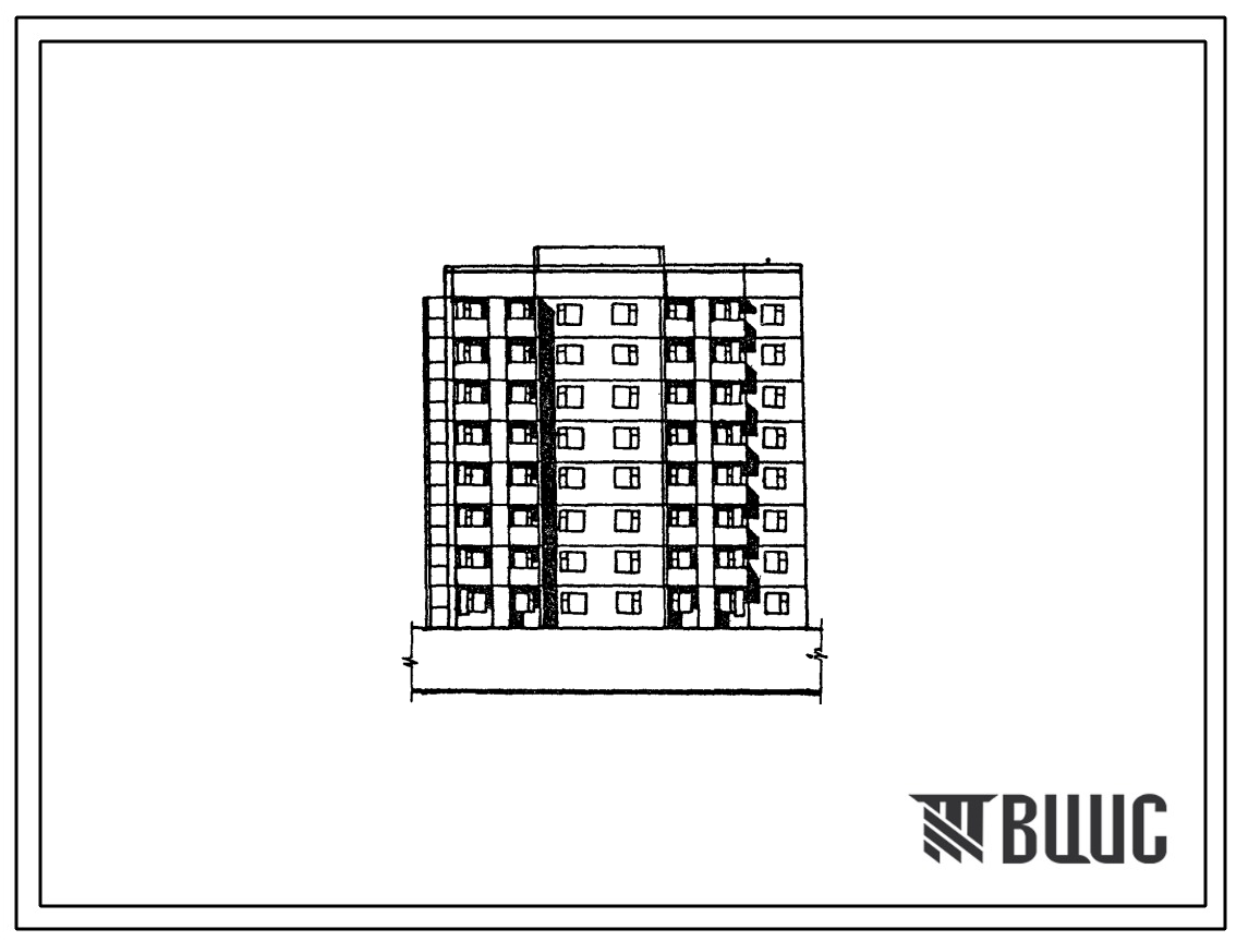 Типовой проект 135-0301с.23.86 9-этажная блок-секция на 25 квартир торцевая левая 2Б-3Б-4Б с унифицированными встроенными частями объектов торговли для Бурятской АССР