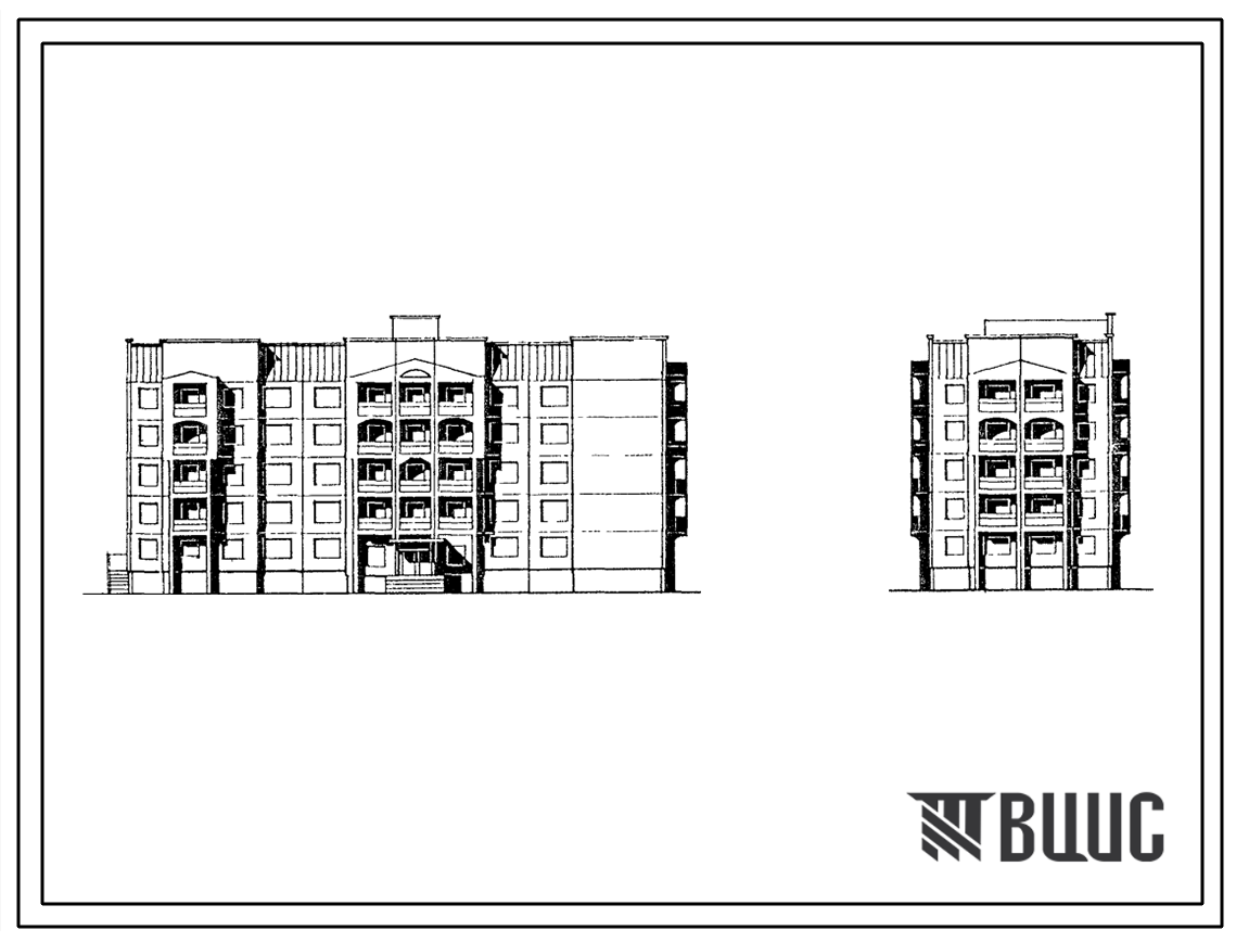 Типовой проект 90-0294.1.13.89 Блок-секция общежития 5-этажная на 161 место торцевая правая (для строительства в г. Омске и Омской области)