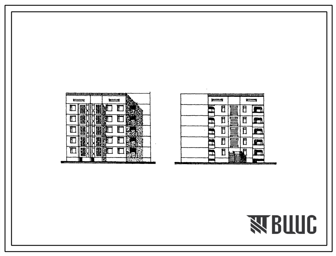 Типовой проект 135-0184с/1.2 5-этажная 10-квартирная угловая с торцевым окончанием блок-секция 2Б-4Б (правая)