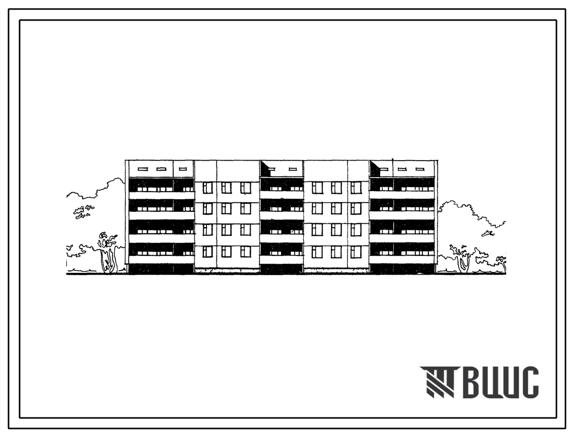 Фасады Типовой проект 151-26-73.83 4-этажный жилой дом для малосемейных на 48 квартир с укрупненными элементами