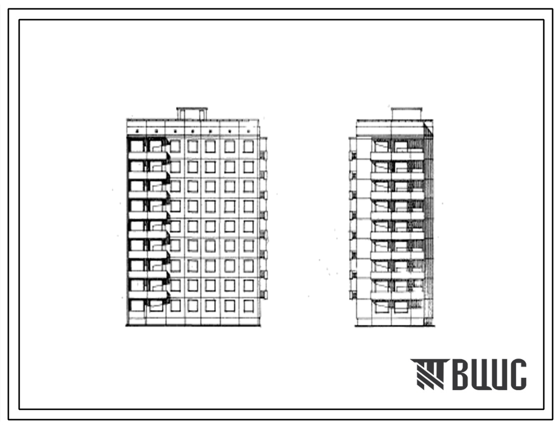 Типовой проект 94-027 Девятиэтажная крупнопанельная торцевая правая блок-секция на 36 квартир (двухкомнатных 2Б-27, трехкомнатных 3Б-9).