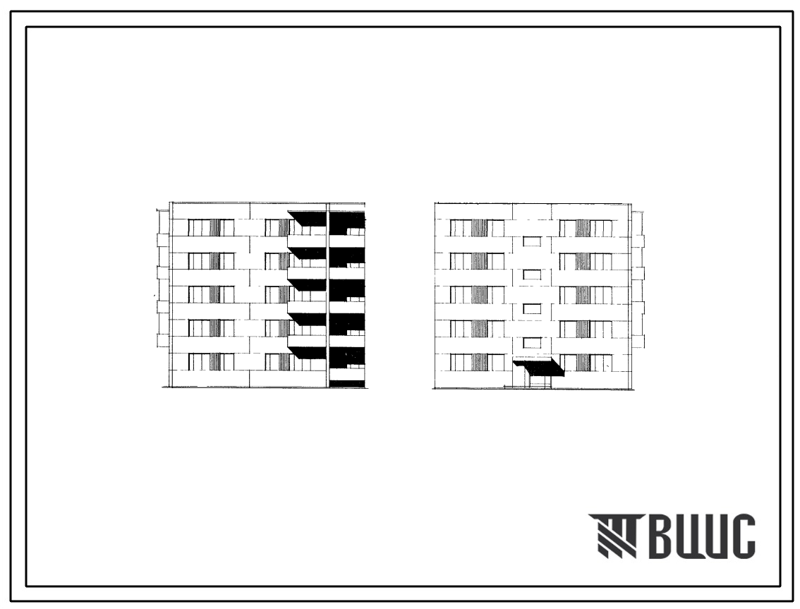 Типовой проект 125-012 Пятиэтажная блок-секция торцевая левая на 15 квартир (однокомнатных 1Б-5; двухкомнатных 2Б-5; четырехкомнатных 4А-5) с шагом стен 3,2 и 6,4 м для строительства в 1В, 2Б, 2В, 2Г, 3А, 3В климатических подрайонах