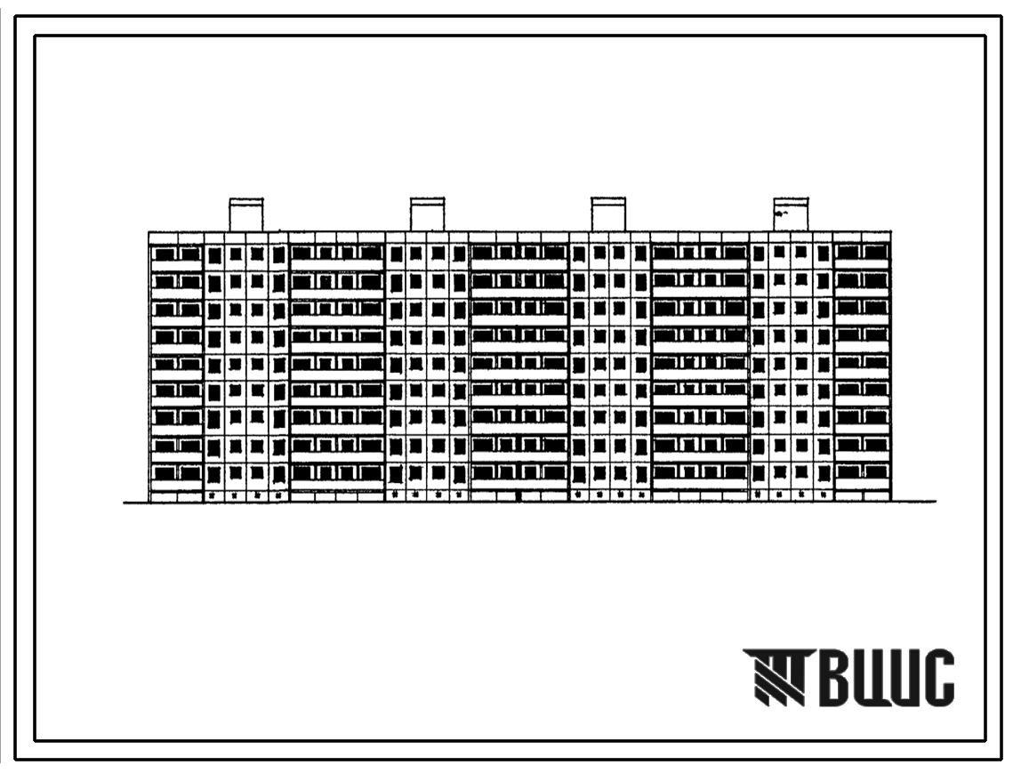 Типовой проект 1-464Д-84  Девятиэтажный четырехсекционный крупнопанельный жилой дом на 144 квартиры.