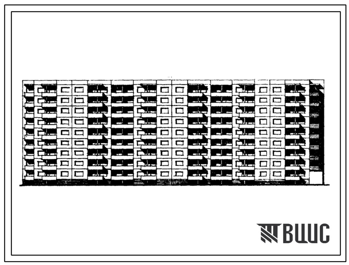 Типовой проект 111-120В-34/1 Девятиэтажный трехсекционный дом на 107 квартир (однокомнатных 1Б-9, двухкомнатных 2Б-44, трехкомнатных 3А-8, 3Б-36, четырехкомнатных 4Б-10). Для строительства во 2В климатическом подрайоне Литовской ССР