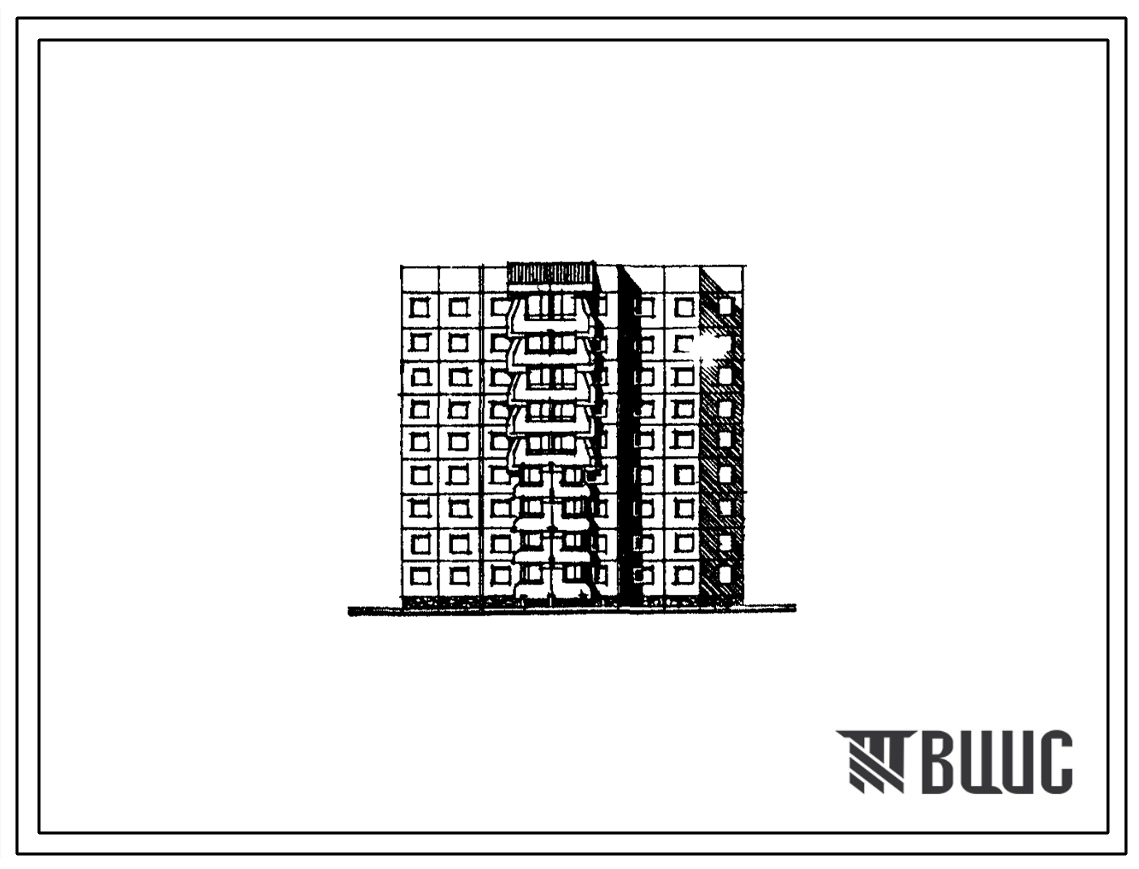 Типовой проект 122-0102см.13.89 Блок-секция поворотная с внешним углом 45 (правая) 9-этажная 36-квартирная 2-2-3-4 (для строительства в г. Магадане)