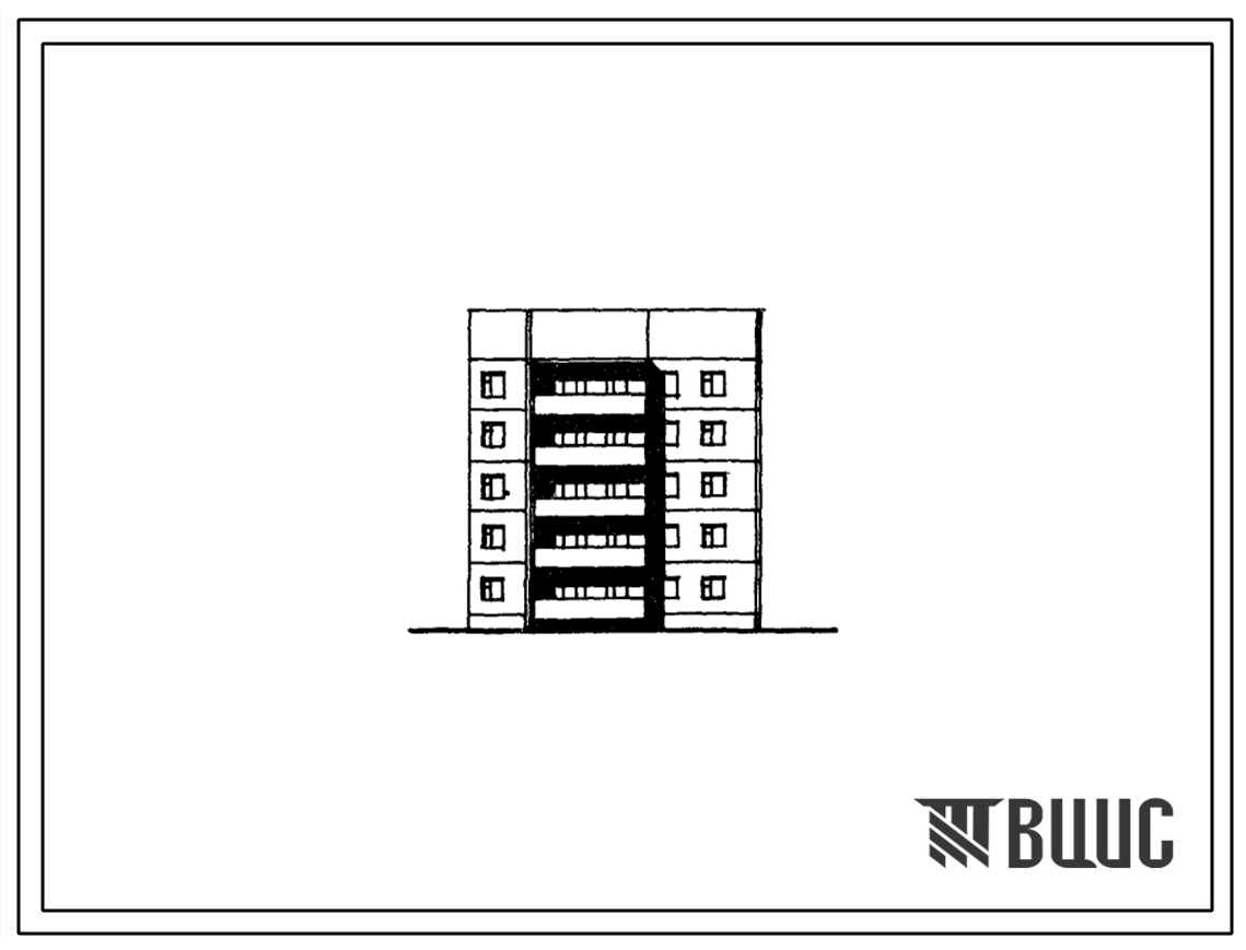 Фасады Типовой проект 75-06/1.2 Блок-секция 5-этажная 15 квартирная торцевая правая 1Б-2Б-4А