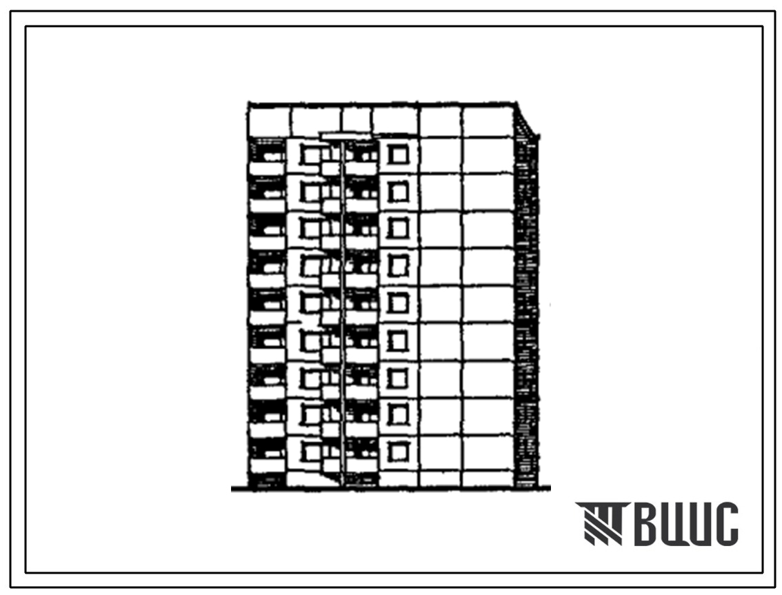 Типовой проект 120-047.13.89 Блок-секция 9-этажная 36-квартирная торцевая правая 1-2-3-3- (для городского строительства в Литовской ССР)