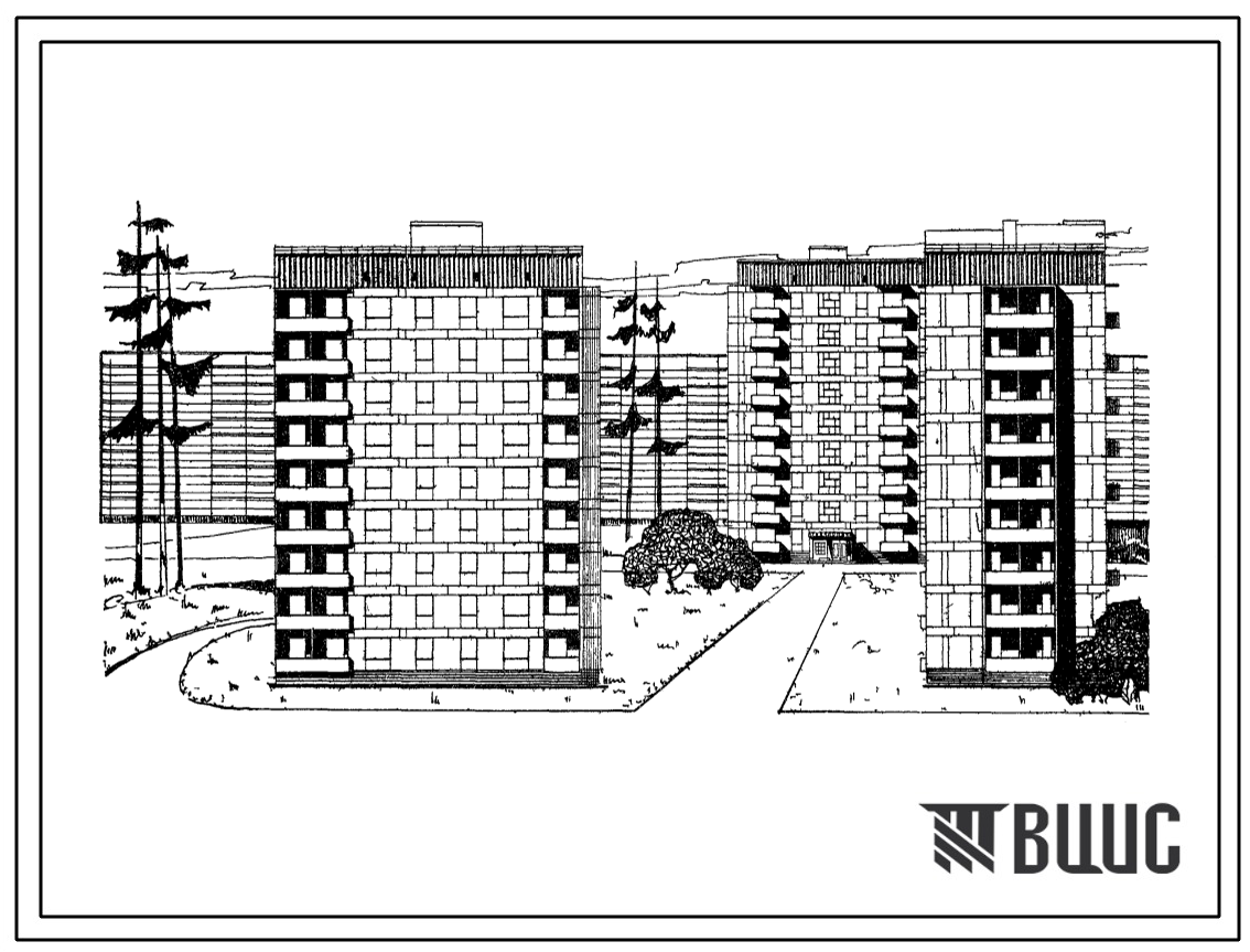 Типовой проект 87-084 9-этажная торцовая блок-секция на 36 квартир Т 1Б.2Б.2Б.3А (правая)