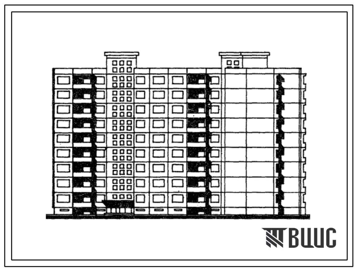 Типовой проект 111-120-34/1.2 Дом девятиэтажный трехсекционный 81-квартирный угловой. Для строительства в г.Каунасе Литовской ССР.