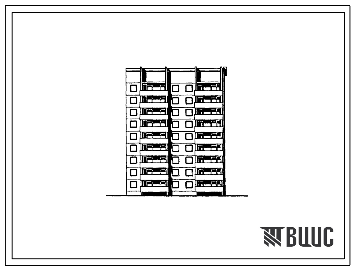Типовой проект 135-0135с.85 9-этажная торцевая правая блок-секция на 27 квартир 2Б-3Б-5Б