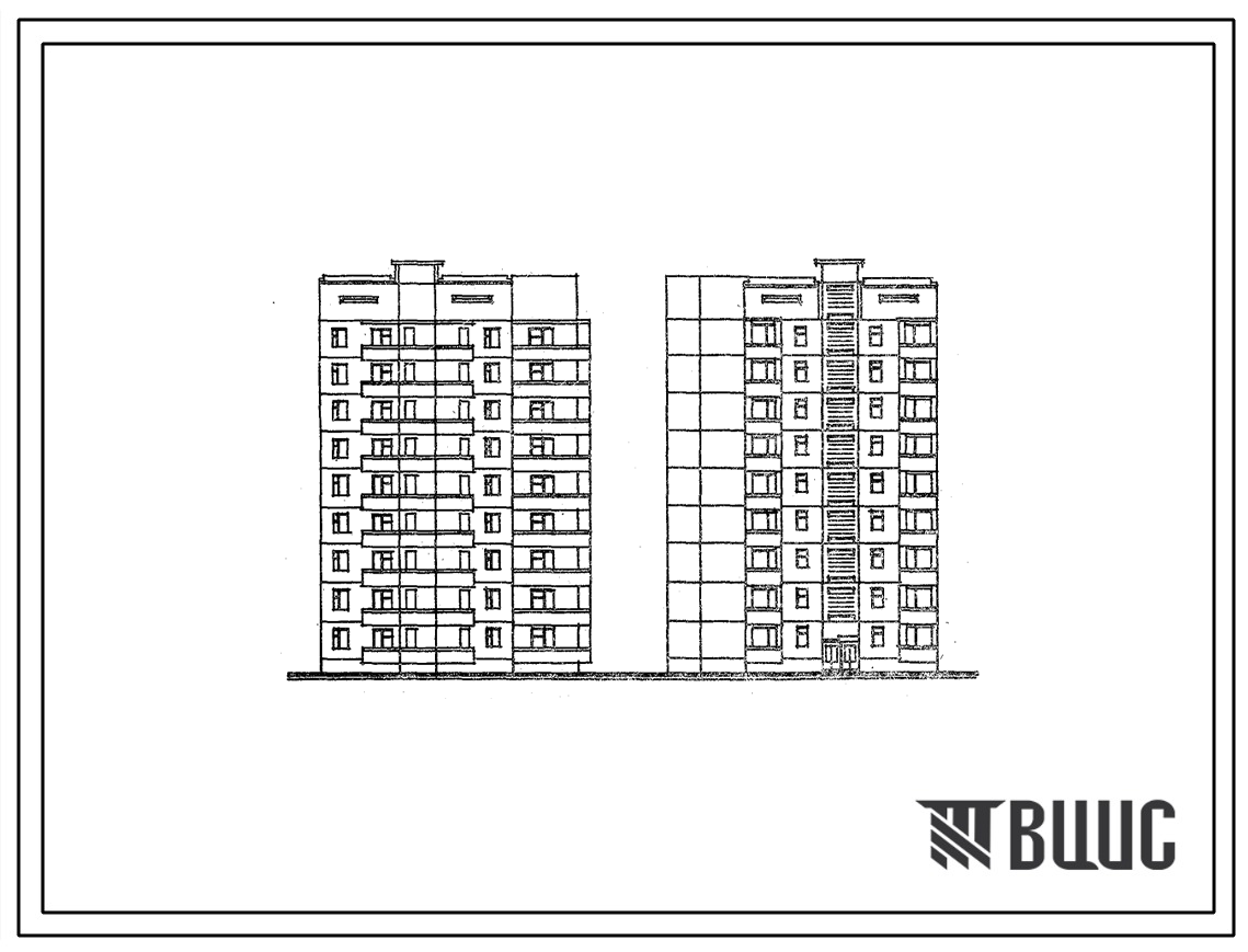 Типовой проект 135-0102с.86 9-этажная 18-квартирная поворотная с торцевым окончанием блок-секция 3Б-3Б (прямая)
