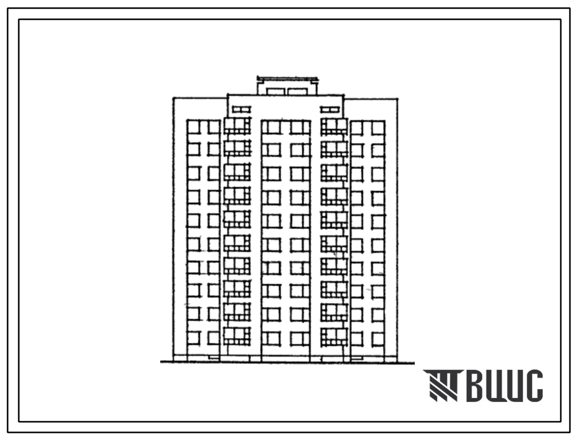 Типовой проект 1-318-0110.13.87 Блок-секция 10-этажная 40-квартирная рядовая с торцевыми окончаниями 2-2-3-3. Для строительства в Литовской ССР.