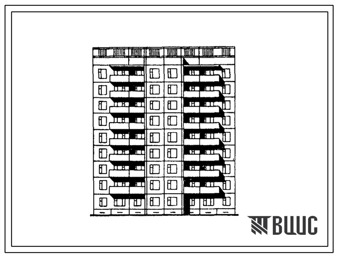 Типовой проект 125-029/1.2 Девятиэтажная блок-секция поворотная с внешним углом 1350 на 36 квартир. Для строительства в г.Братске и Усть-Илимске