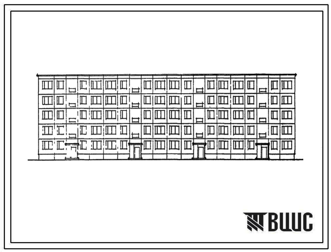 Типовой проект 1-464А-64  Пятиэтажный четырехсекционный крупнопанельный жилой дом на 60 квартир, для строительства в г.Мурманске и Мурманской области с расчетной наружной температурой до -30 0С