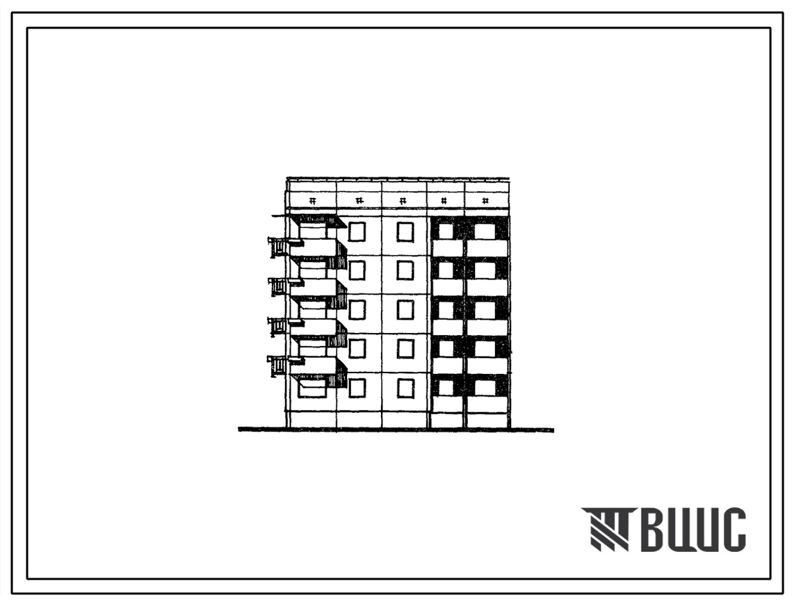 Типовой проект 94-010/1.2 Блок-секция 5-этажная 15-квартирная торцовая левая 1Б-2Б-3А