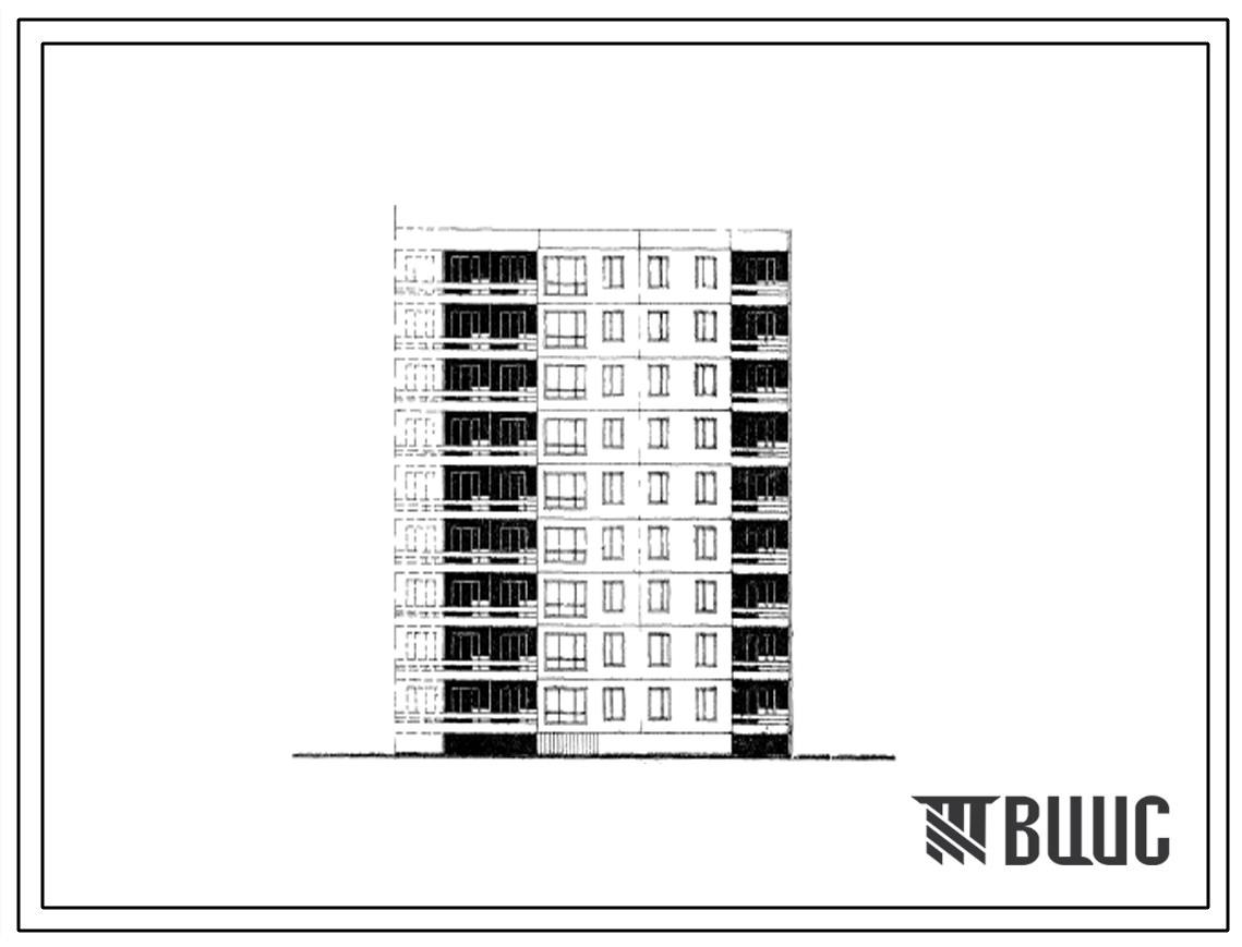 Типовой проект 99-019 Блок-секция девятиэтажного дома торцевая на 36 квартир правая (однокомнатных 1Б-9, двухкомнатных 2Б-18, трехкомнатных 3Б-9). Для строительства во 2 и 3 климатическом районах и 1В климатическом подрайоне.