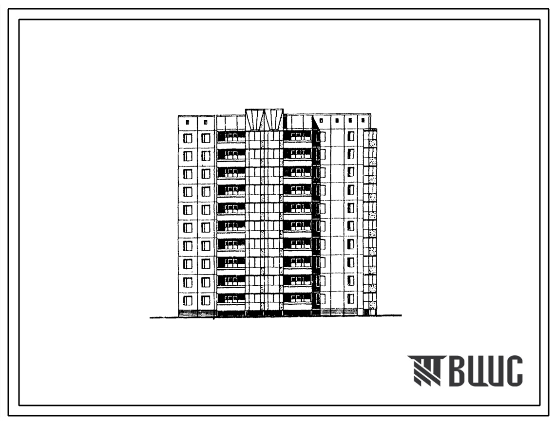 Типовой проект 97-0439с.13.91 Блок-секция 10-этажная 40-квартирная поворотная на 135 правая 2-2-3-3 для строительства в г. Ангарске