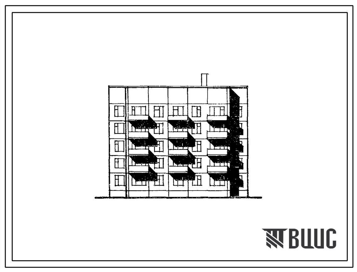 Типовой проект 125-055.84 5-этажная 20-квартирная рядовая торцевая блок-секция 3А-1Б-2Б-3Б. Для строительства в 3А климатическом подрайоне Казахской ССР (г.Аркалык Тургайской области).