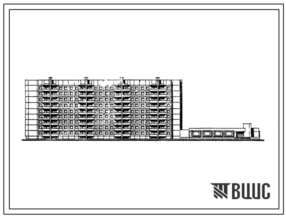 Типовой проект 111-112-13м Девятиэтажный четырехсекционный 142-квартирный жилой дом серии 112 с магазином «Культтовары».