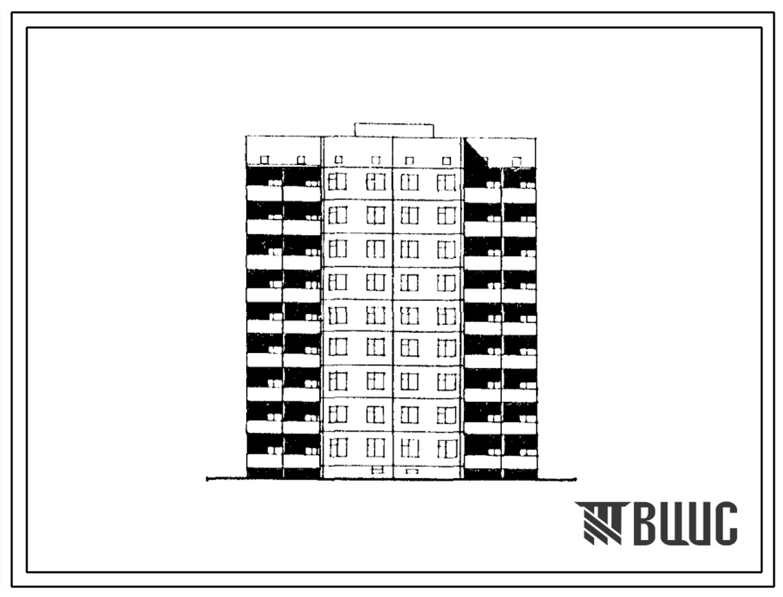Типовой проект 96-068в.85 Девятиэтажная блок-секция торцевая на 54 квартиры. Для строительства в 3В климатическом подрайоне Украинской ССР (г.Макеевка) на подрабатываемых территориях