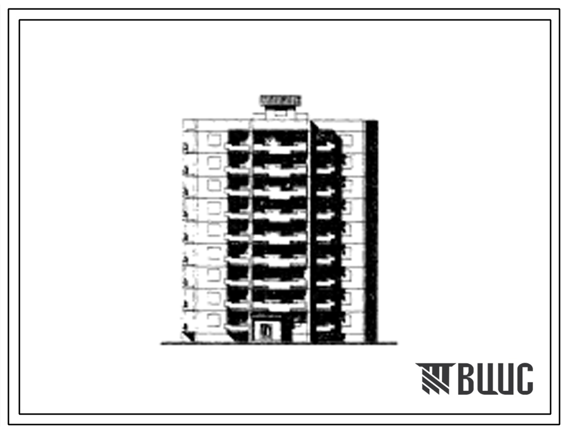 Типовой проект 111-92-28с/1 Девятиэтажный односекционный дом на 44 квартиры (однокомнатных 1Б-8, двухкомнатных 2Б-36). Для строительства во 2 и 3 климатических районах сейсмичностью 8 баллов