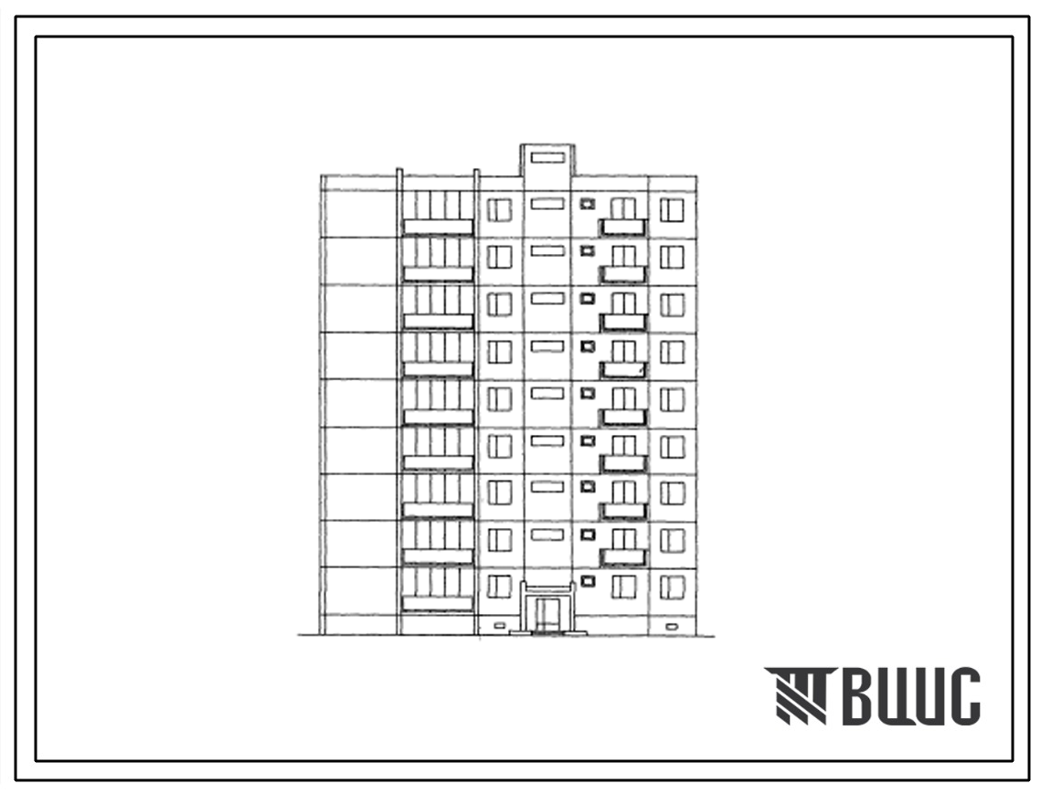 Типовой проект 127-015С/1 Девятиэтажная крупнопанельная торцевая блок-секция на 27 квартир (двухкомнатных 2Б-18; трехкомнатных 3Б-9).