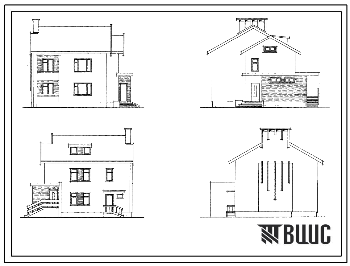Типовой проект 144-89-47/1.2 Жилой дом двухэтажный двухквартирный с отдельными входами в квартиры типа 2Б.