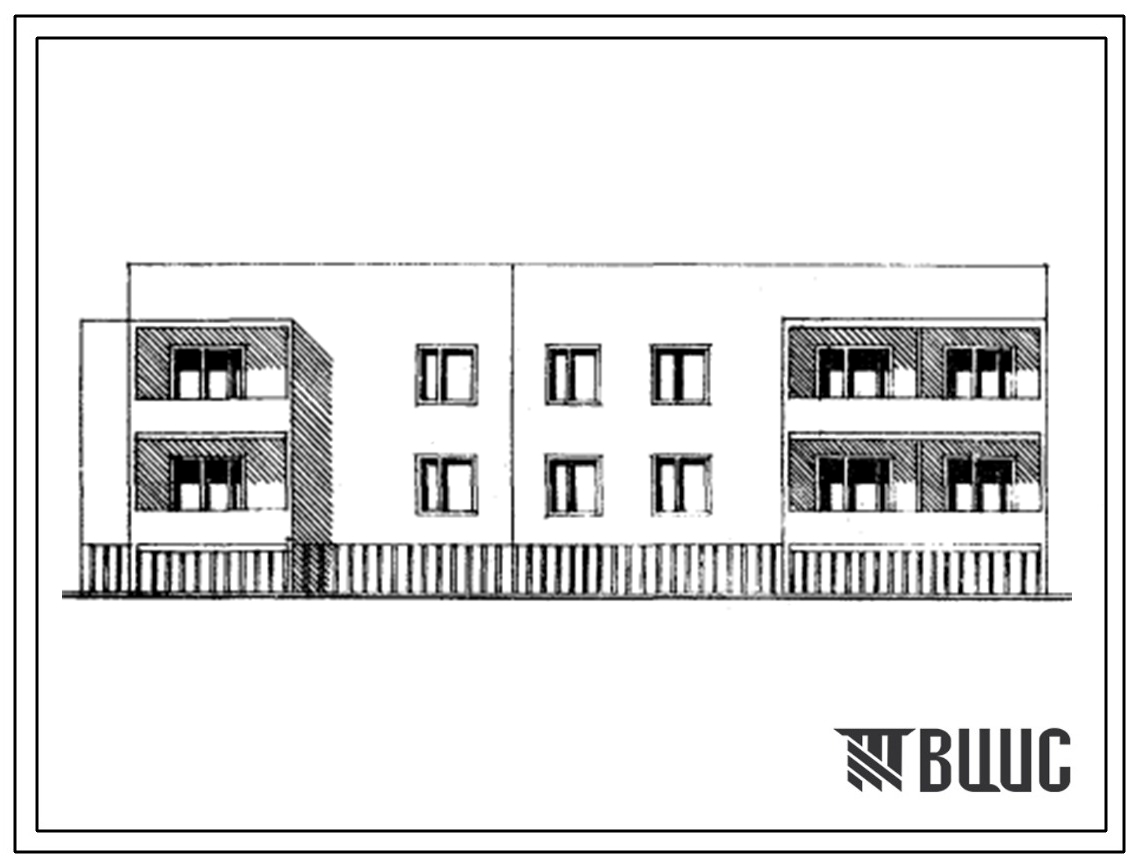 Типовой проект 85-027/1 2-этажная 8-квартирная блок-секция торцовая 3Б-2Б-2Б-2Б (левая)