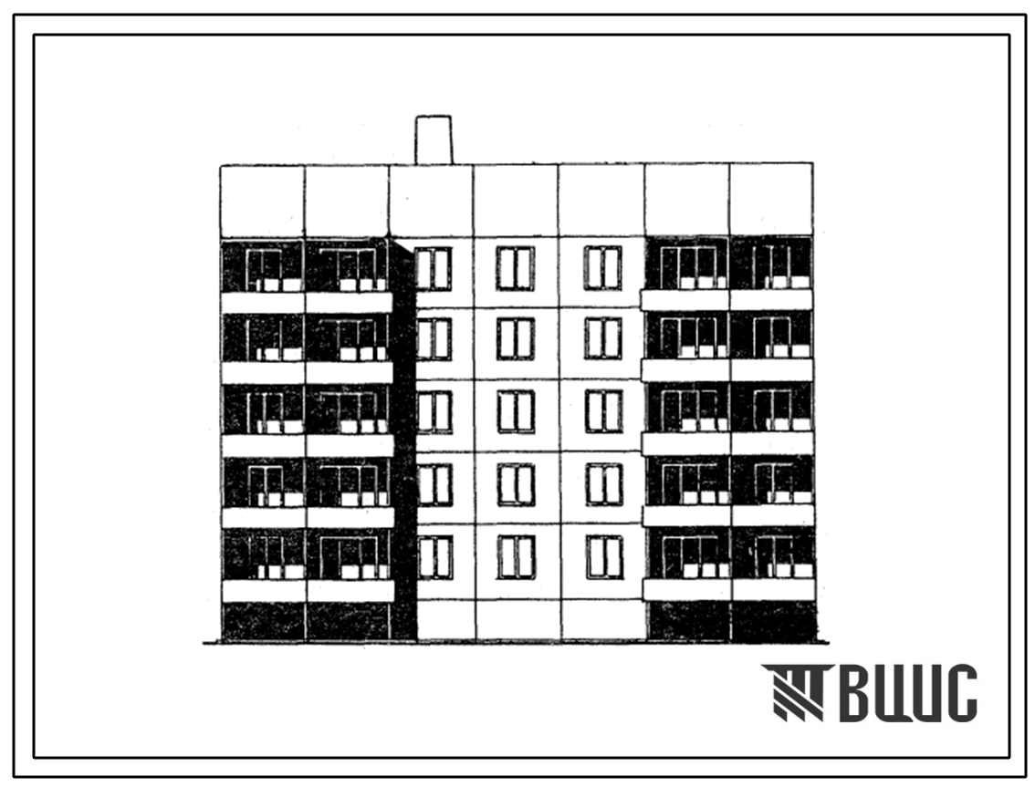 Типовой проект 121-0122.13.86 Блок-секция рядовая 5-этажная 20-квартирная 1Б-2Б-3Б-3Б широтной ориентации (для строительства в восточной зоне Оренбургской области)