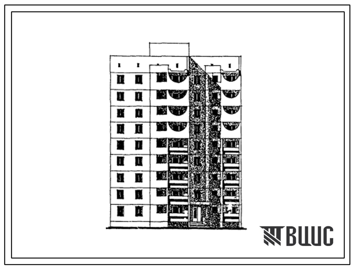 Типовой проект 149-011с.86 Блок-секция 9-этажная 36-квартирная рядовая 2Б-2Б-1Б-4Б