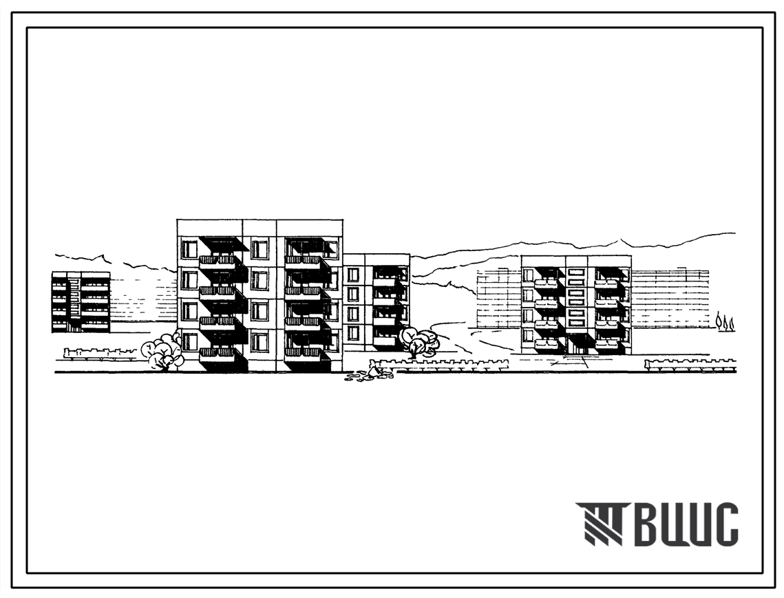 Типовой проект 135-067с/1 Четырехэтажная блок-секция рядовая на 12 квартир (двухкомнатных 2Б-12).