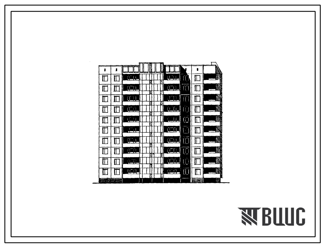 Типовой проект 97-0391с.13.89 Блок-секция 10-этажная 50-квартирная поворотная на 90 правая 1-2-2-3-3 (для строительства в г. Ангарске)