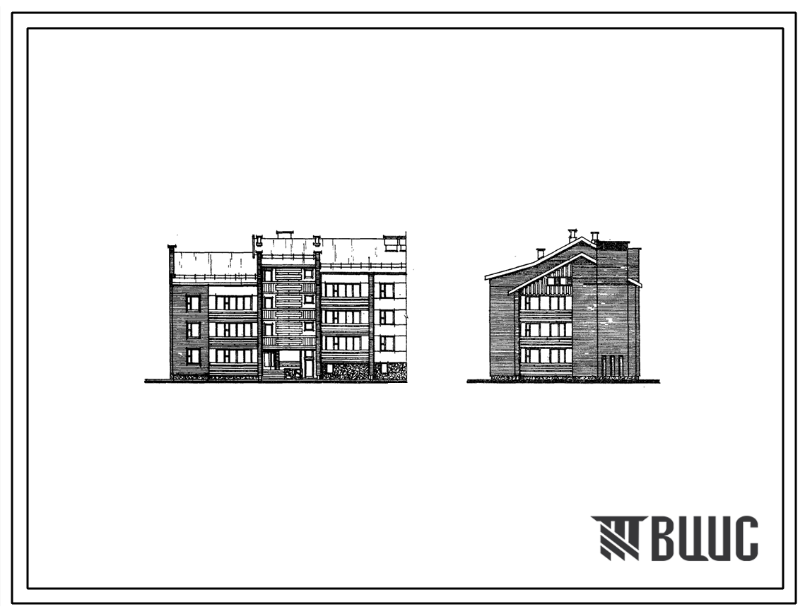 Типовой проект 89-025/1 Блок-секция 11-Л 3-этажная 9-квартирная торцовая с квартирами 1Б-4Б-4Б (левая).