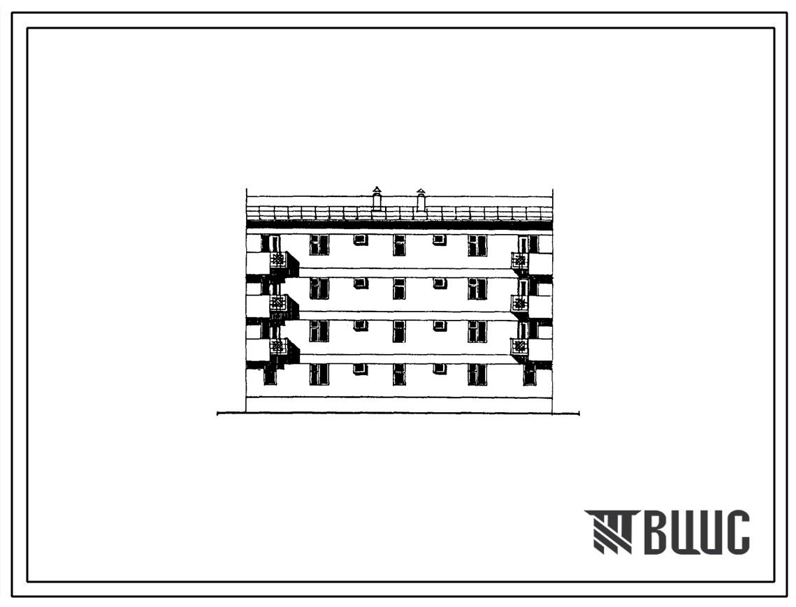 Типовой проект 77-086сп.85 Четырехэтажная блок-секция рядовая на 8 квартир