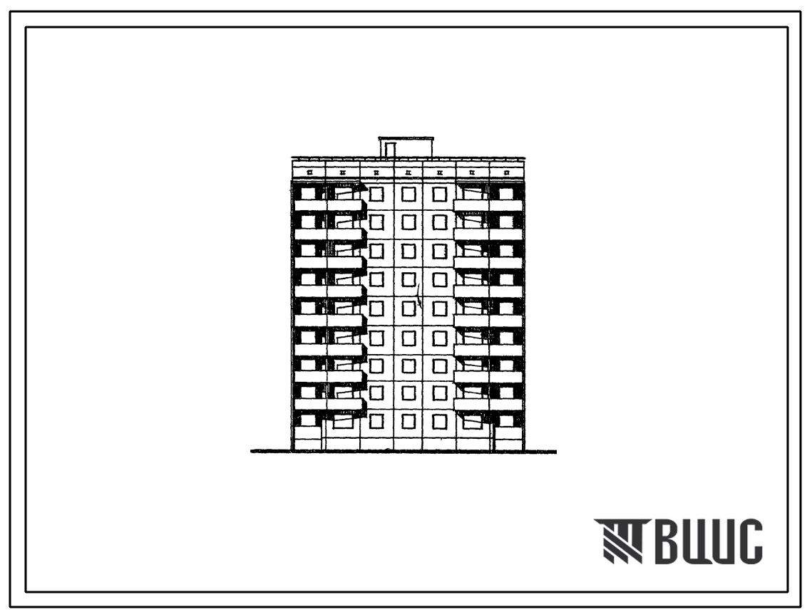 Типовой проект 94-051/1.2 Блок-секция поворотная обратная левая 9-этажная 36-квартирная 1Б-2Б-3А-4Б
