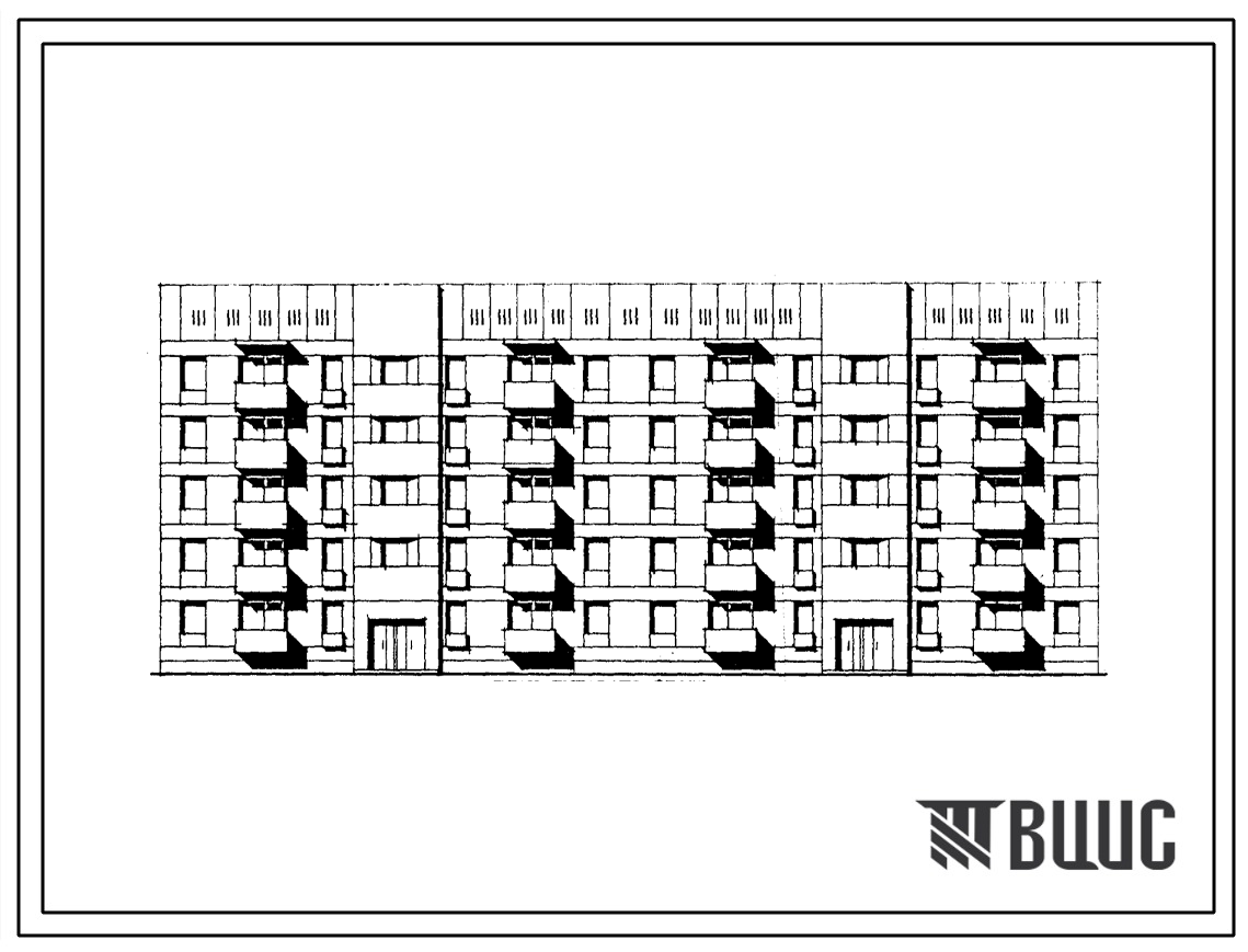 Типовой проект 174-010с.85 Блок-секция 5-этажная 2-секционная 38-квартирная рядовая-торцовая 1Б.2Б.3Б.3Б-1Б.2Б.3Б.3Б