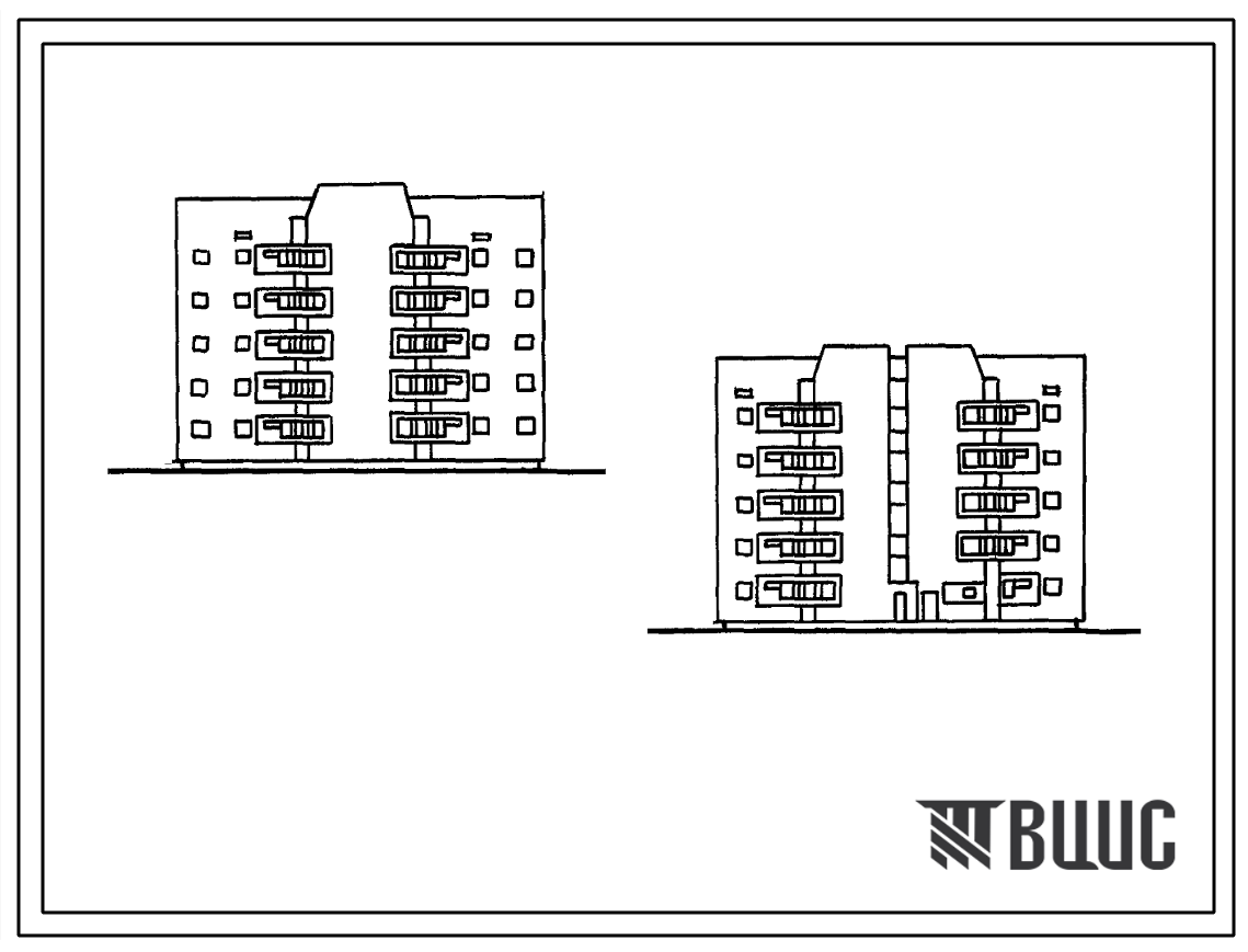 Типовой проект 68-08 Блок-секция 5-этажная 20-квартирная рядовая 2Б.2Б.3Б.3Б