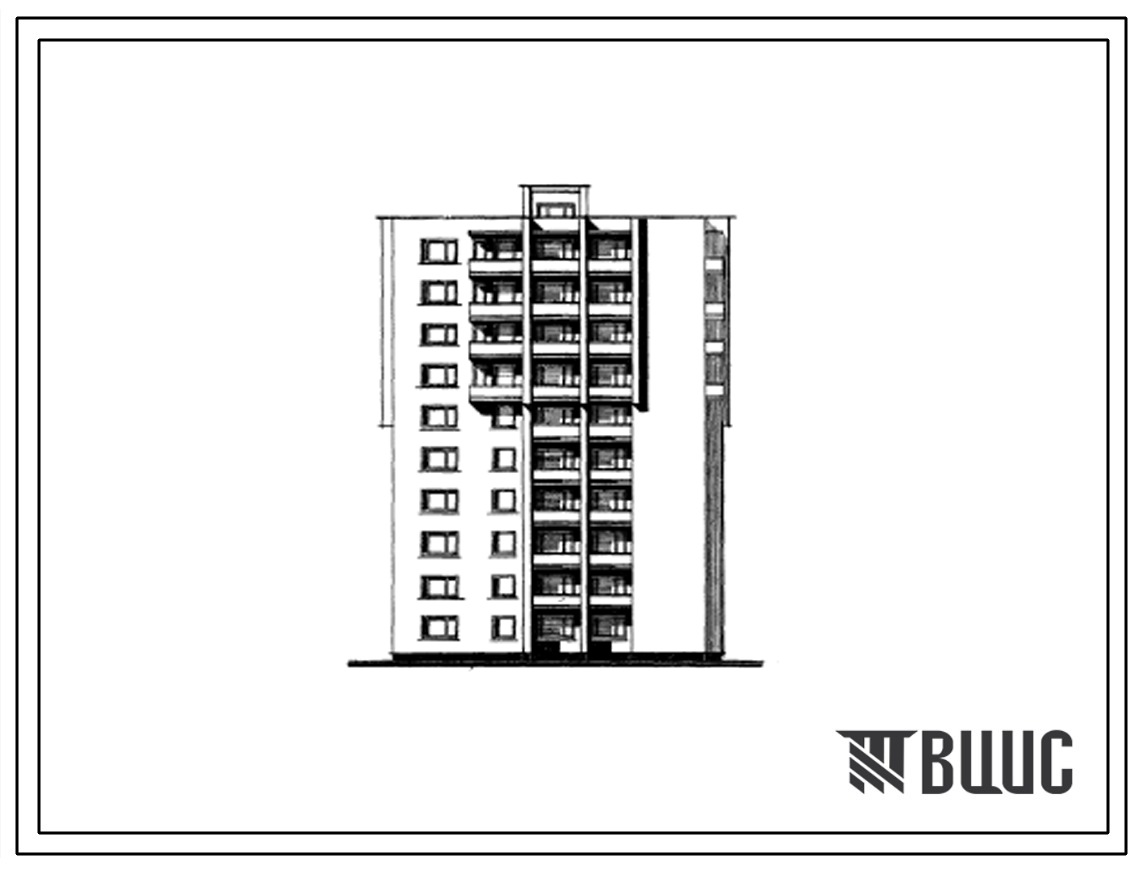 Типовой проект 117-015 Девятиэтажная блок-секция на 38 квартир (однокомнатных-10, двухкомнатных-18, четырехкомнатных-10). Для строительства во 2 строительно-климатической зоне. Стены из кирпича.