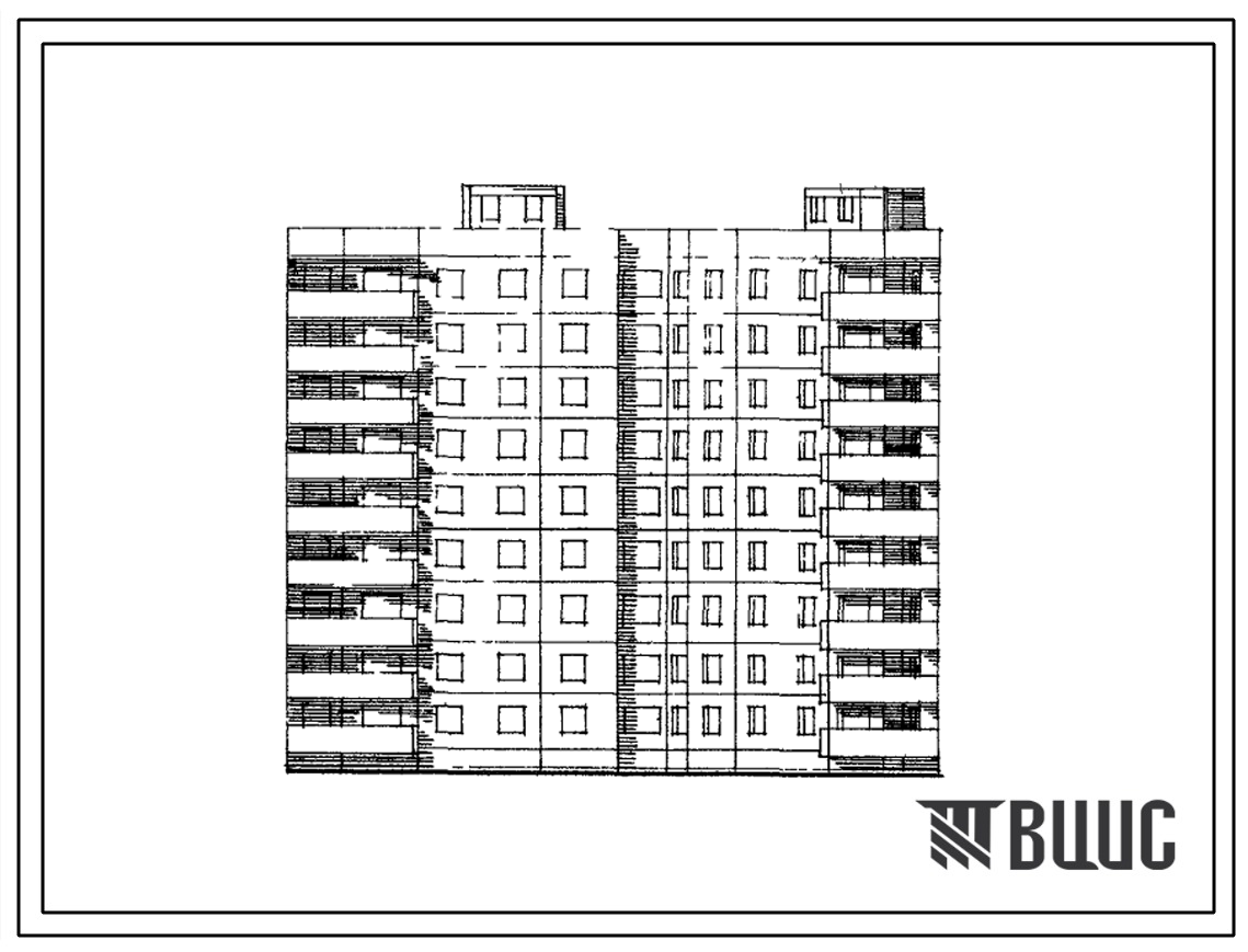 Типовой проект 90-023 Девятиэтажная блок секция поворотная под углом 1350, с внешним углом на 54 квартиры (однокомнатных 1Б-10; двухкомнатных 2Б-8; трехкомнатных 3Б-18; четырехкомнатных 4Б-9; пятикомнатных 5Б-9). Для строительства в 1В климатическом подра