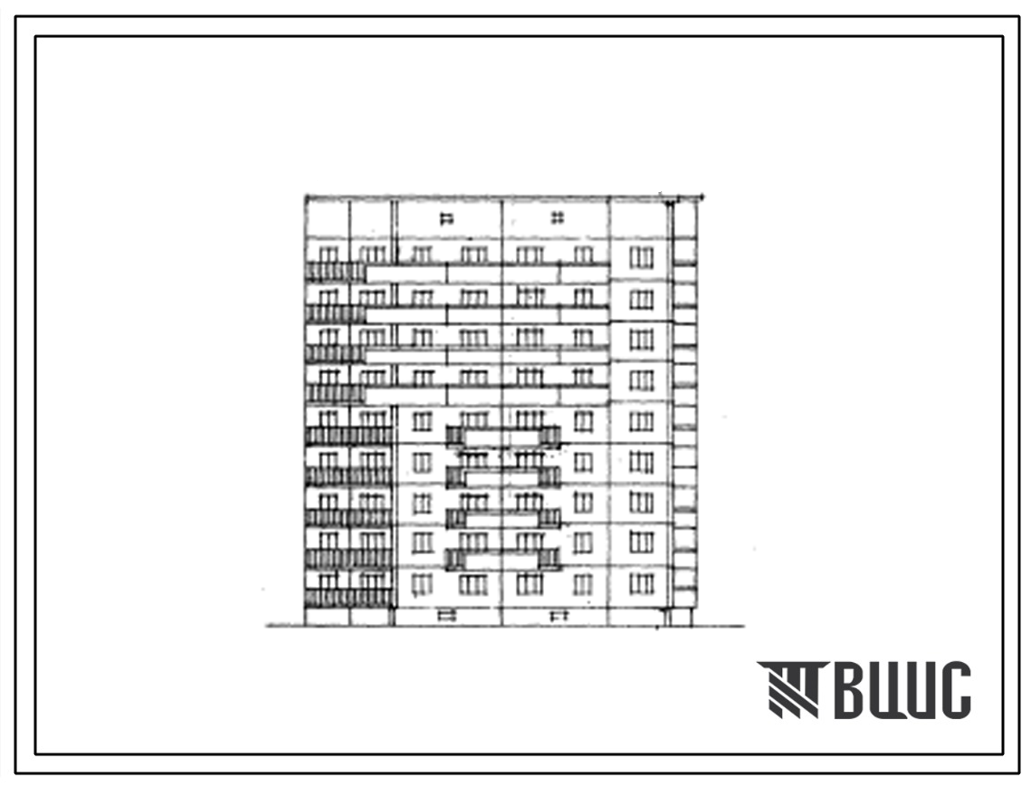 Типовой проект 108-029 Девятиэтажная крупнопанельная блок-секция на 36 квартир, торцевая правая (IБ.IБ.3Б.4Б).