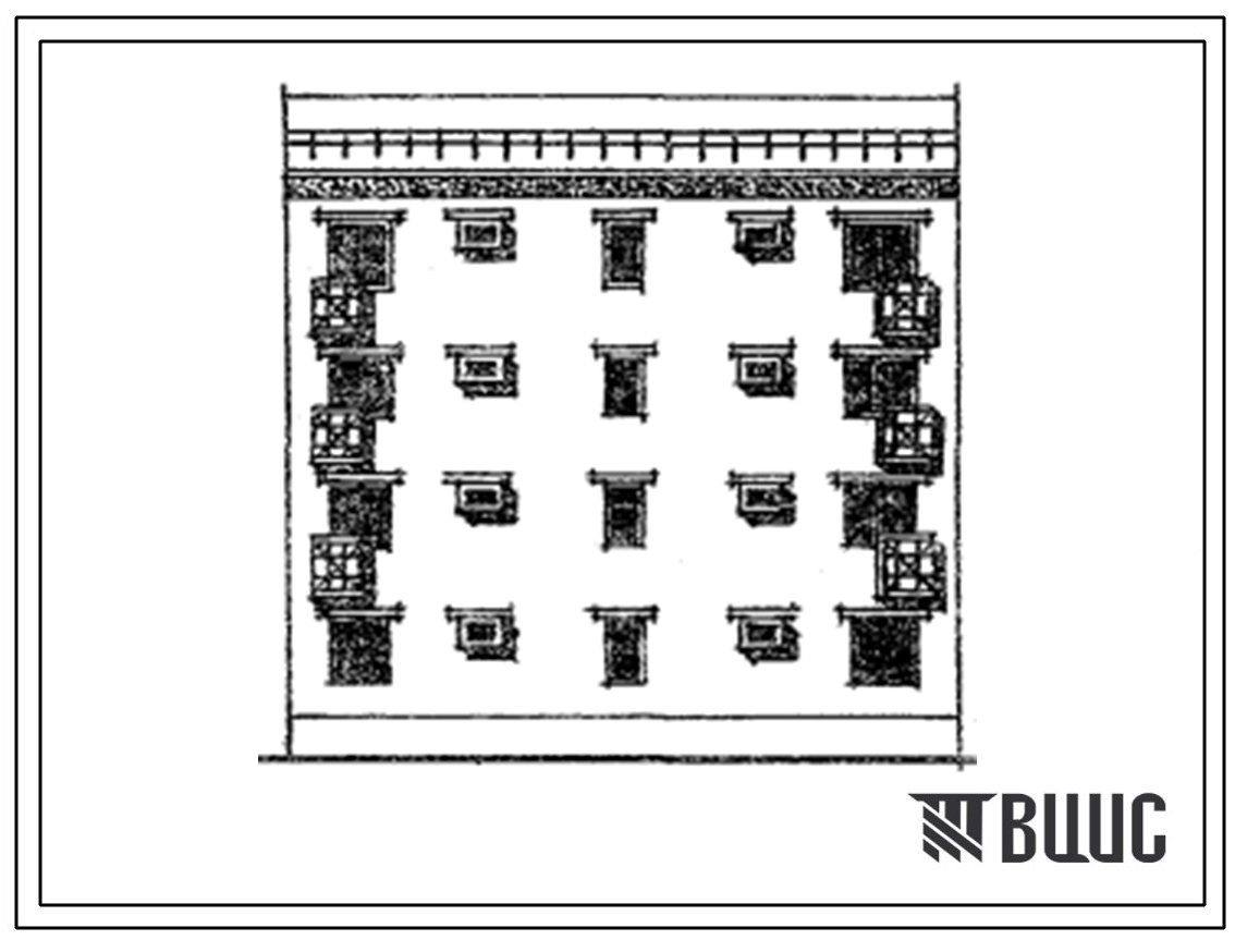 Типовой проект 77-0129сп.87 Блок-секция рядовая 4-этажная 8-квартирная 2Б-3А